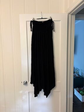 Free People Black Maxi Dress with Smocked Bodice and Tie Straps
